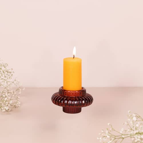 BURNT SIENNA GLASS CANDLE HOLDER