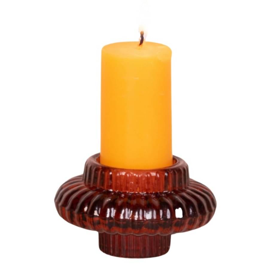 BURNT SIENNA GLASS CANDLE HOLDER