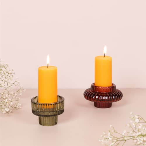 BURNT SIENNA GLASS CANDLE HOLDER