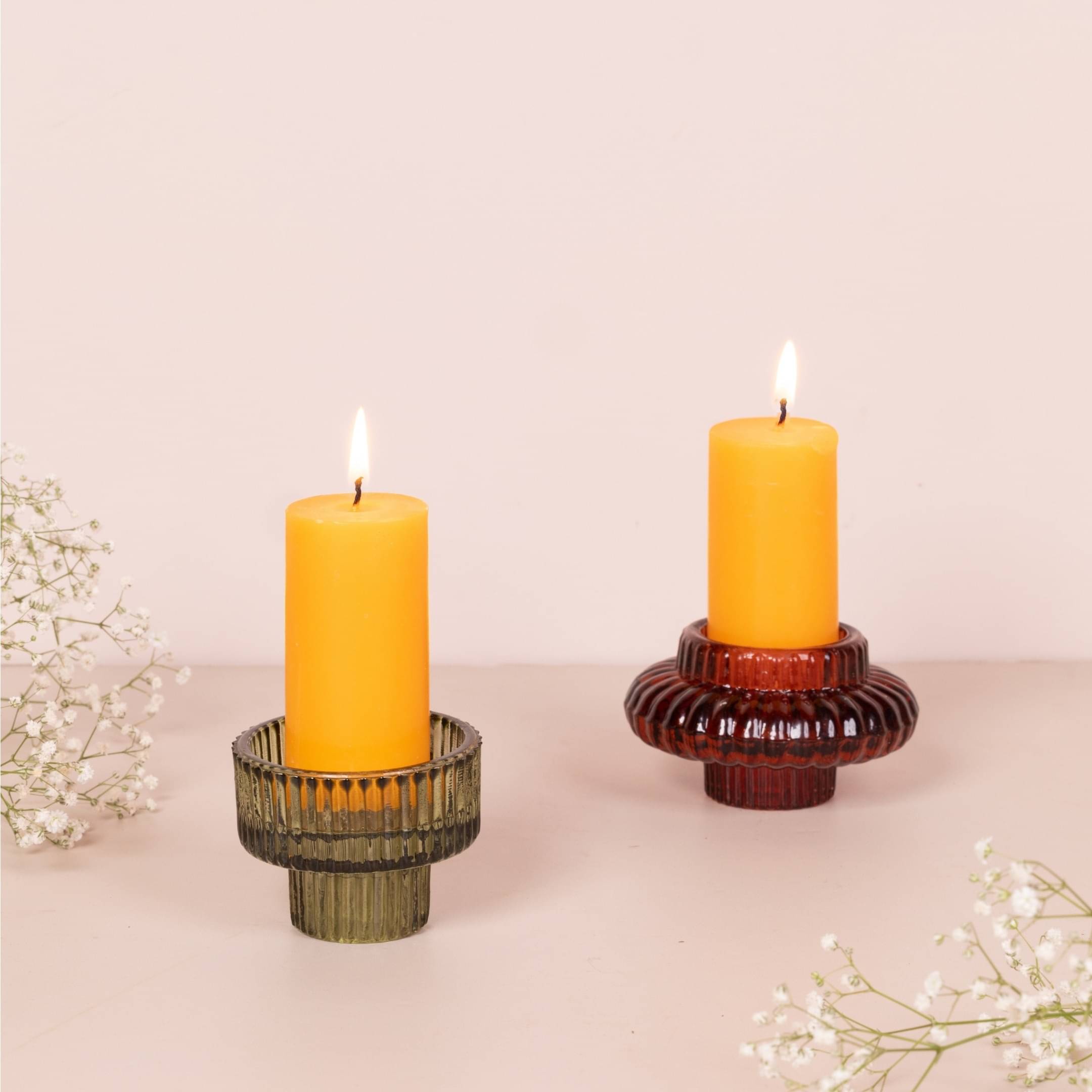 BURNT SIENNA GLASS CANDLE HOLDER