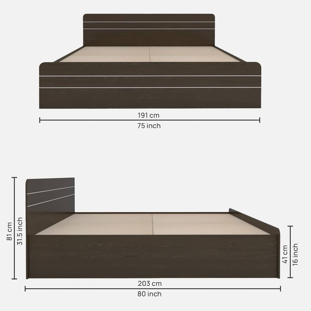 COLUMBIAN | Queen Size Engineered Wood Box Bed