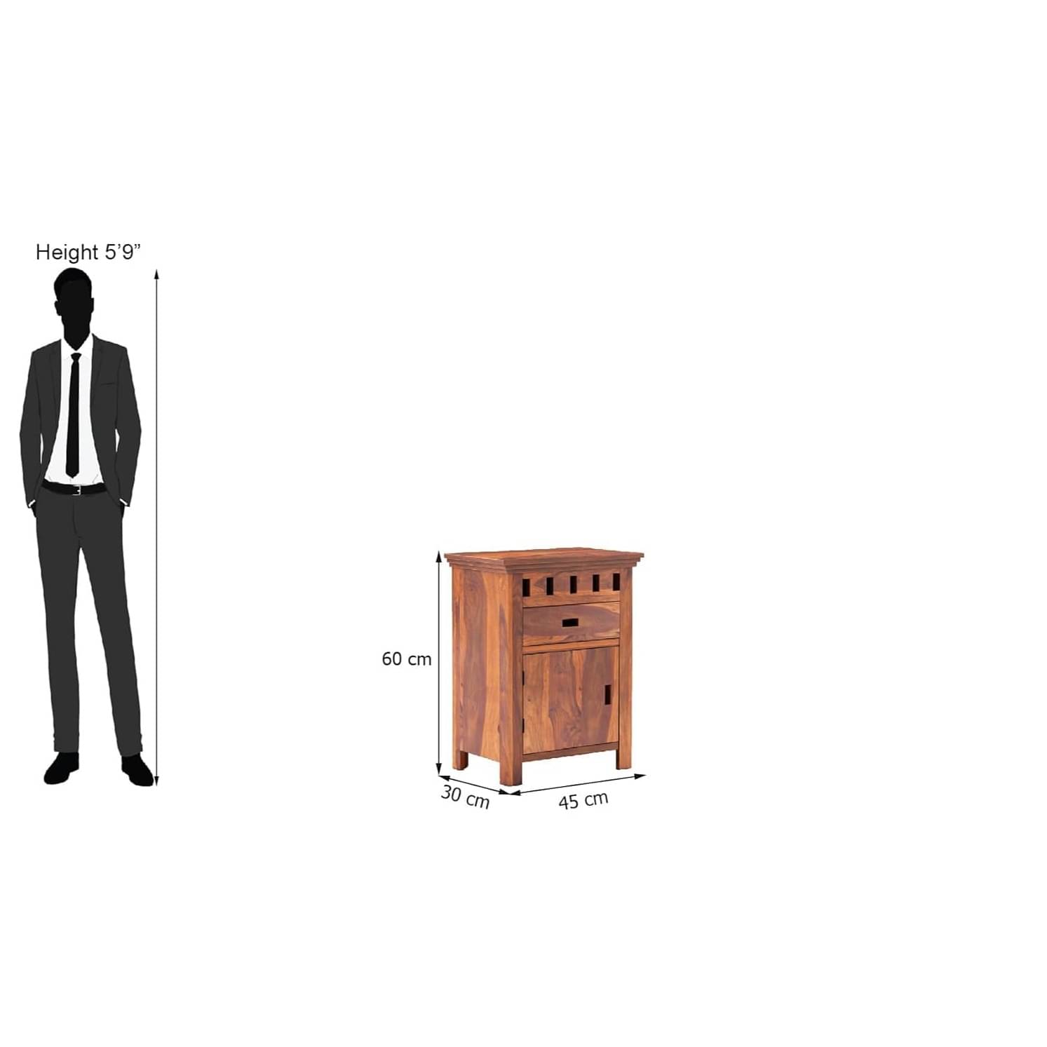 KUBER Sheesham Wood Bedside Table