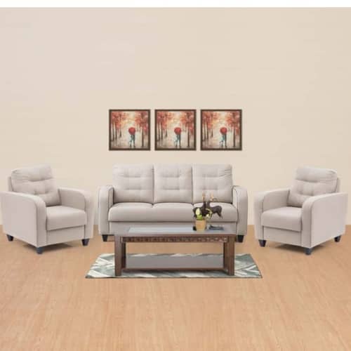 Kim Modern Leather Sofa Set( 3+1+1) in Beige colour