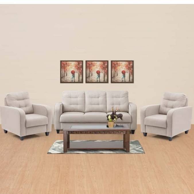 Kim Modern Leather Sofa Set( 3+1+1) in Beige colour