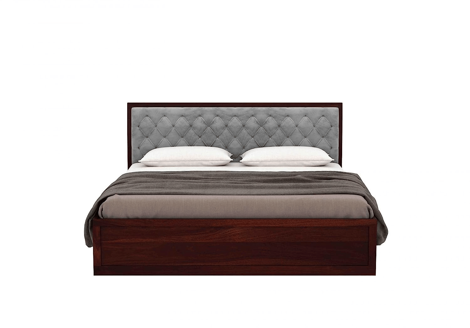 Advin Sheesham Wood Queen Size Bed With Storage - front_view