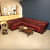 Buff Leather L Shape Chesterfield Sofa - top_view
