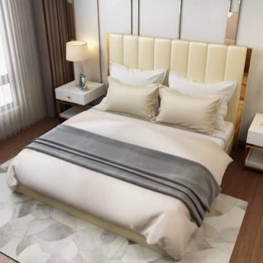 Italian Granto Premium Stainless Steel King Size Tufted Bed - photo