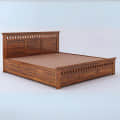Eduardo Sheesham Wood King Size Bed with Hydraulic Storage - top_view