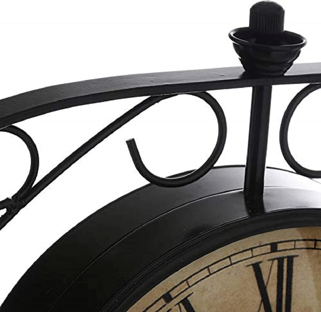 Metal Analogue Double Side Station Clock (Black, 6-Inch)