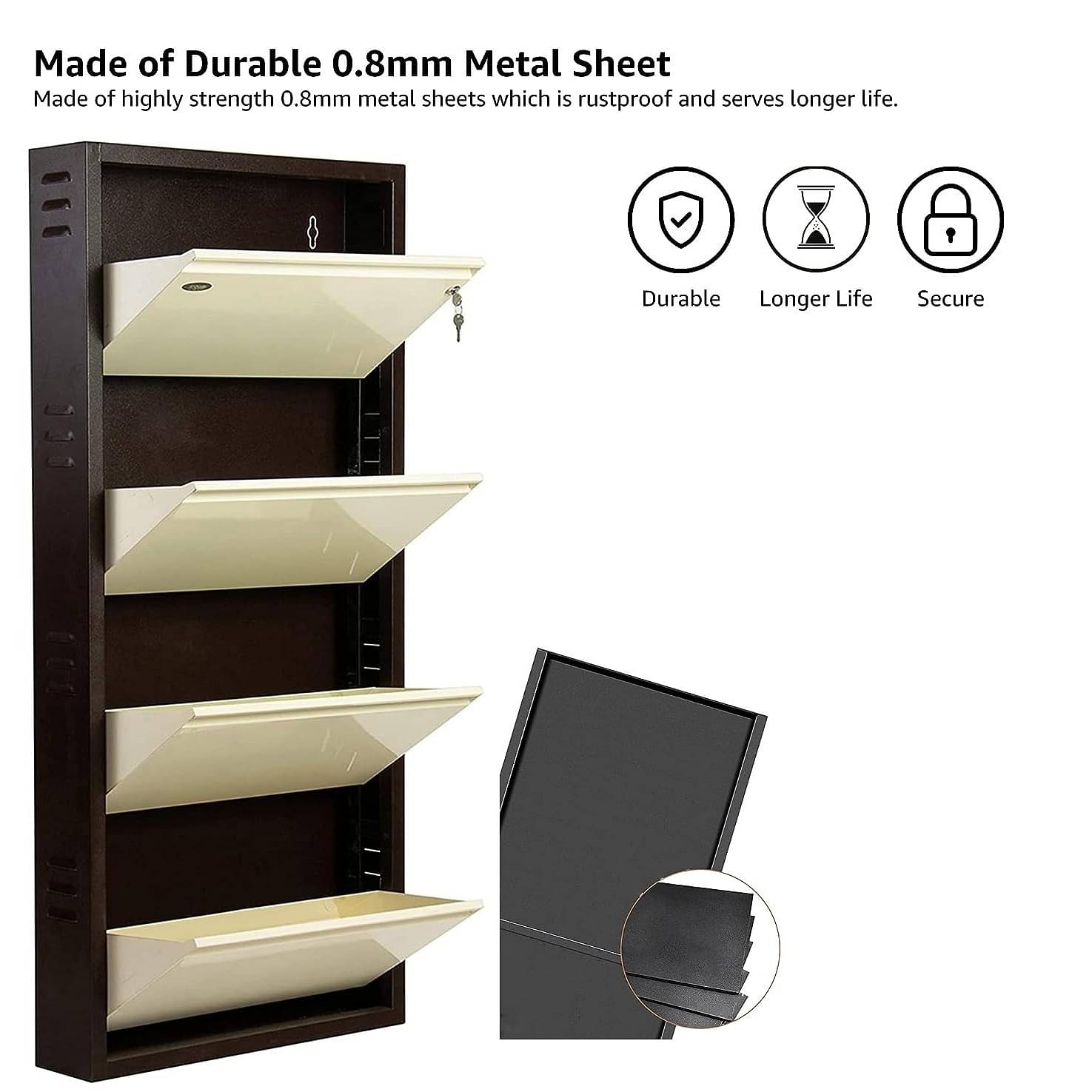4 Door Wall Mounted Shoe Rack