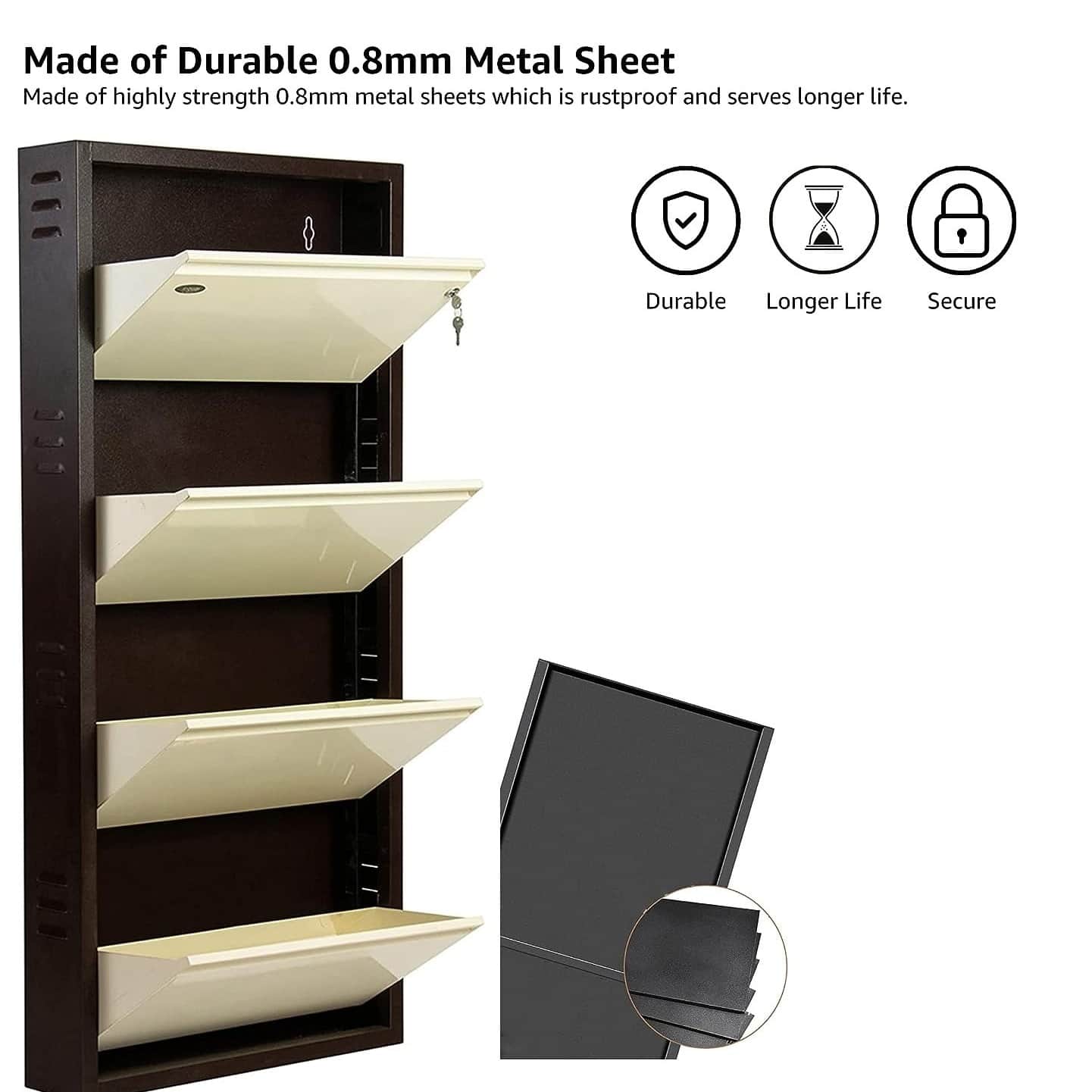 4 Door Wall Mounted Shoe Rack - left_view
