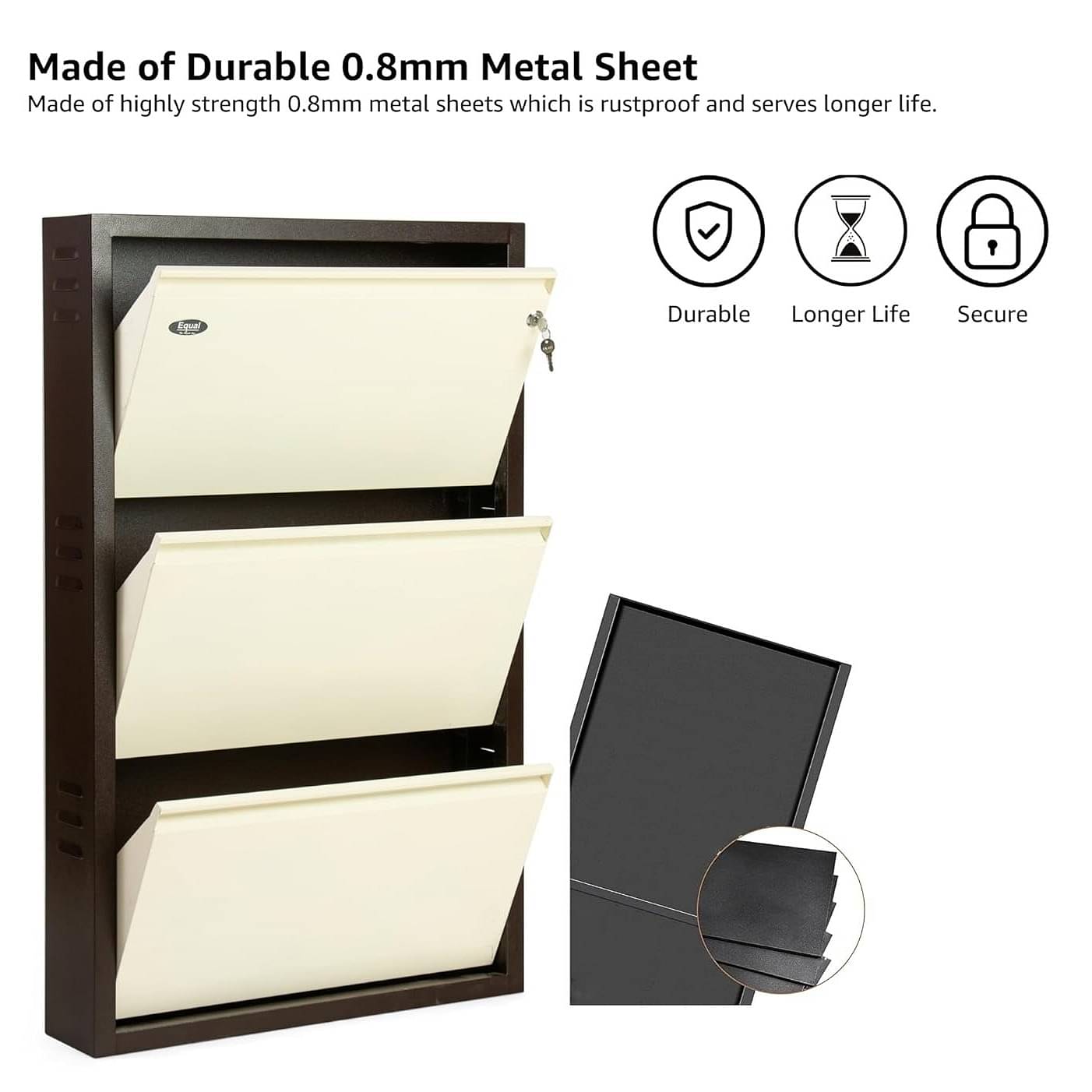 Tahara 3 Door Wall Mounted Metal Shoe Rack