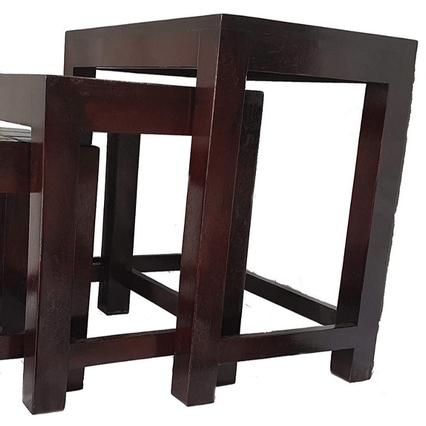Wooden Nester Stool Tiles Fitting (Set Of 3) - rear_view