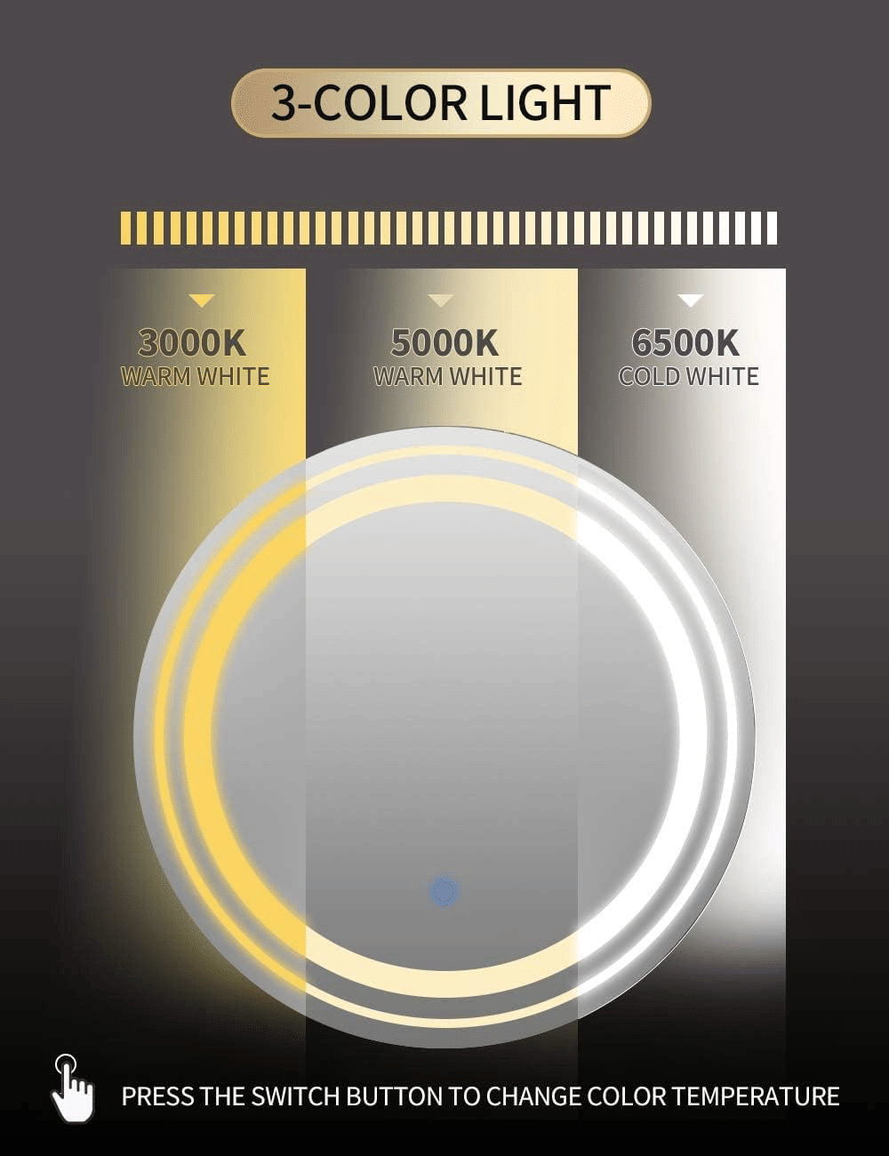 Led Mirror With Touch Sensor - front_view