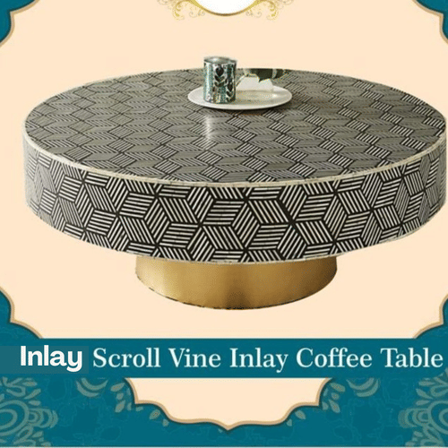 Bone Inlay Scroll Vine Inlay Coffee Table
