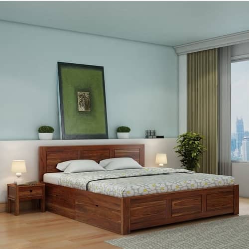 Kumiko Queen Size Bed | Sheesham Wood Bed
