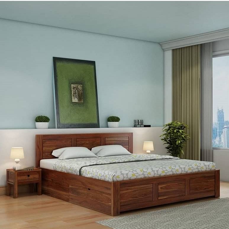 Kumiko Queen Size Bed | Sheesham Wood Bed