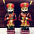 Pair of Rajasthani Handpainted Wooden Darban Statues - front_view