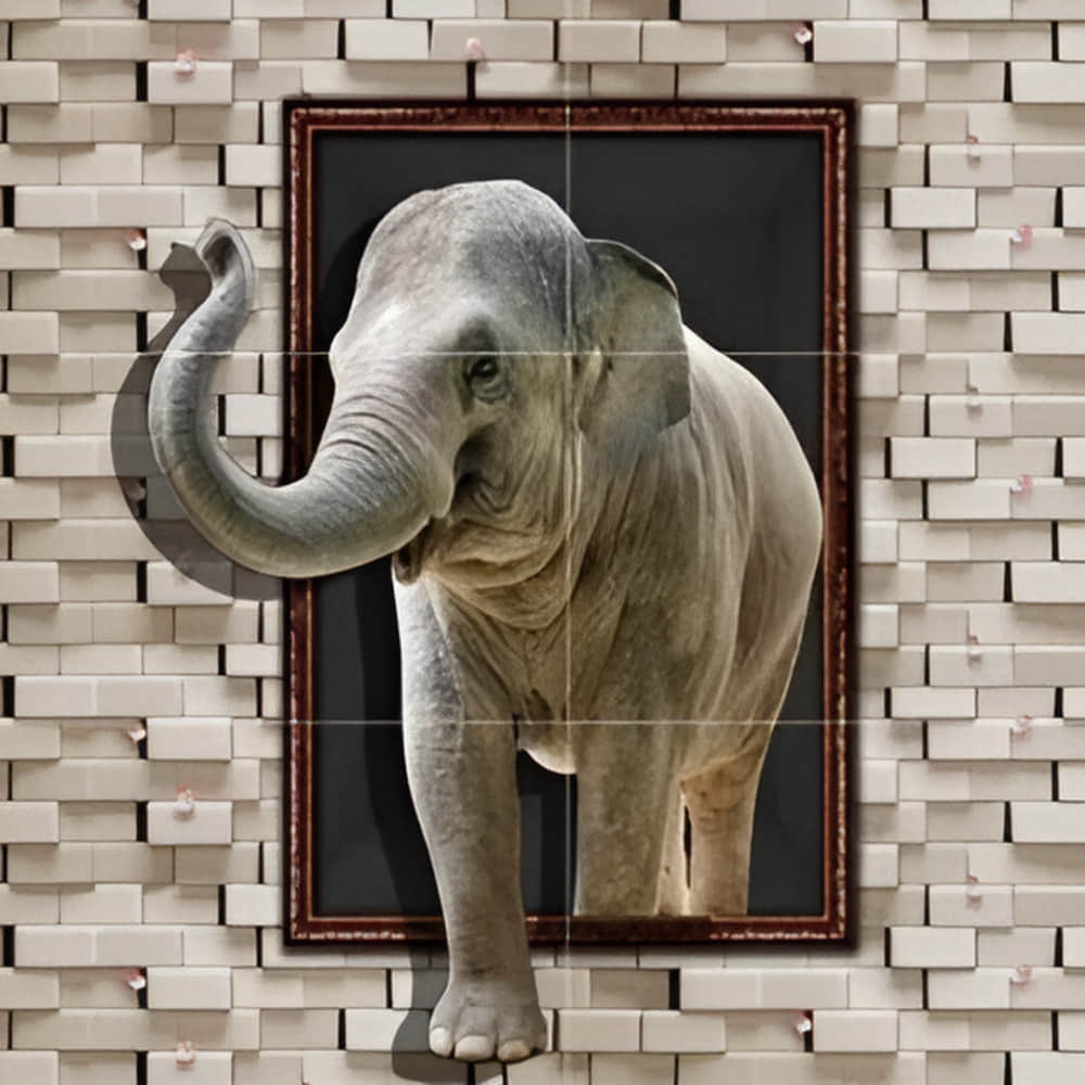 Ceramic 3D Elephant Print Wall Tile - photo