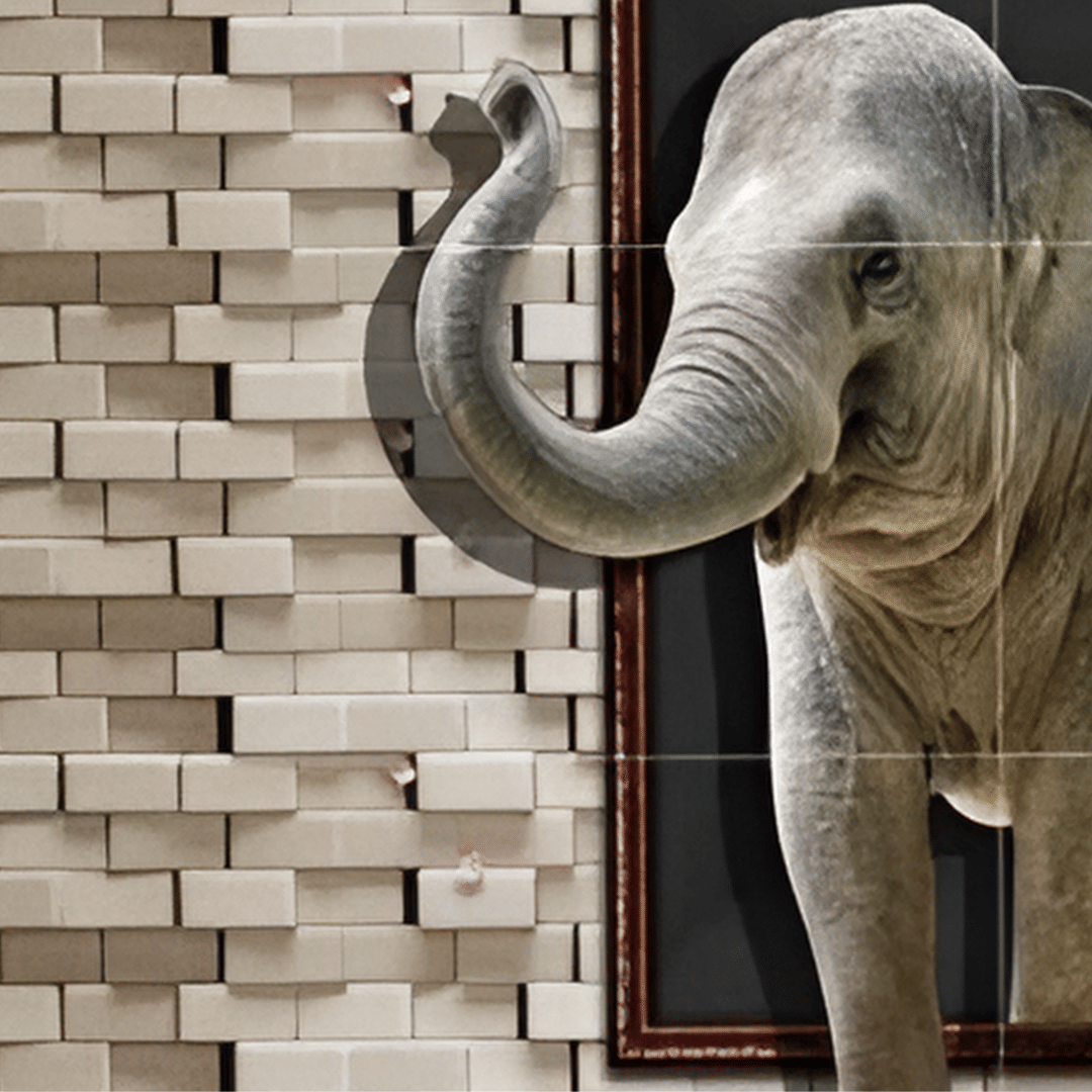 Ceramic 3D Elephant Print Wall Tile - front_view