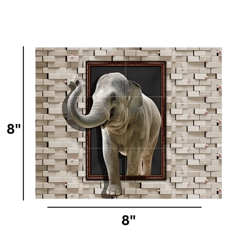 Ceramic 3D Elephant Print Wall Tile