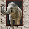 Ceramic 3D Elephant Print Wall Tile - rear_view