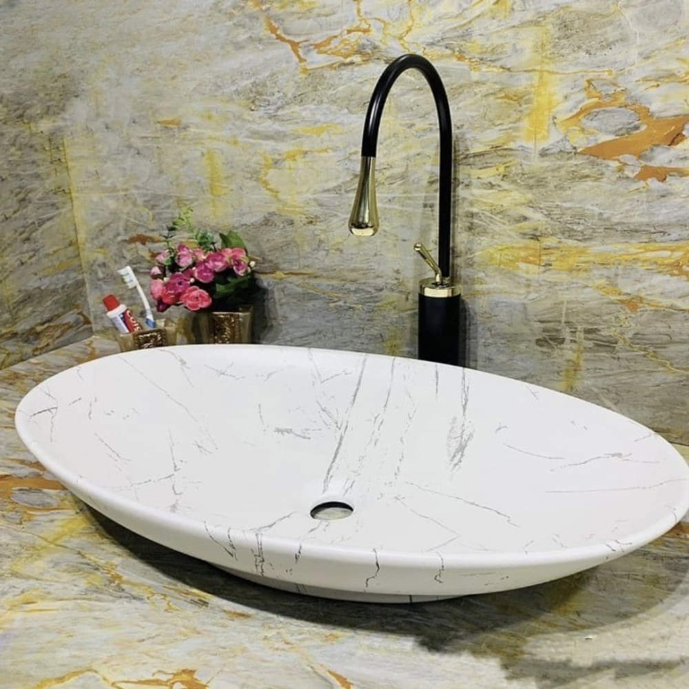 Omsk Porcelain Designer Ceramic White Wash Basin - photo