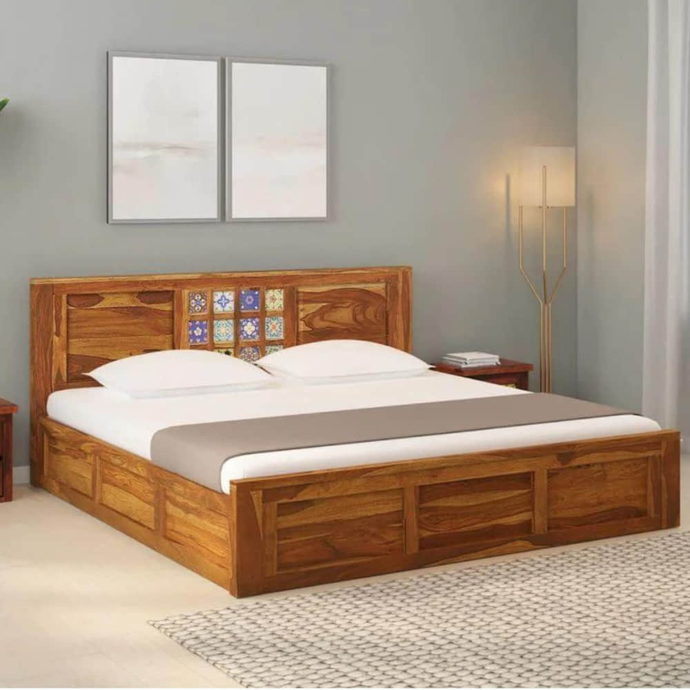Persia Sheesham Wood Queen Size Bed - photo