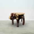 Brass-Fitted Elephant Design Sitting Stool - photo
