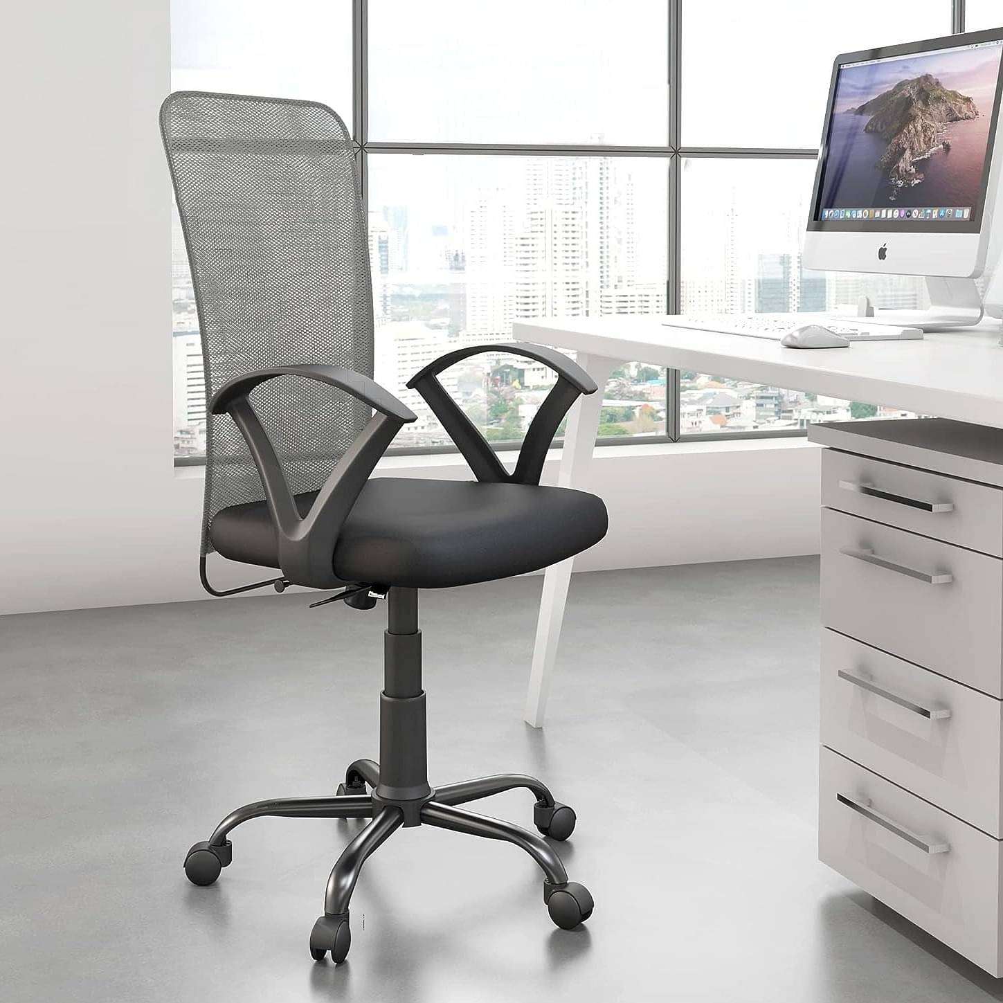 Comet Ergonomic Medium Back Chair in Grey Colour