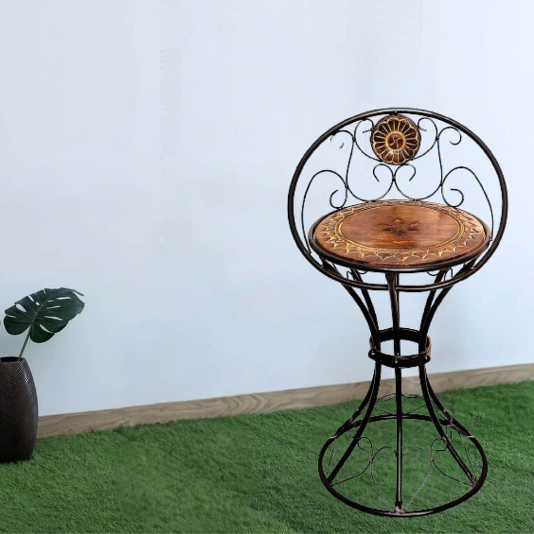 Wood & Wrought Iron Chair - front_view