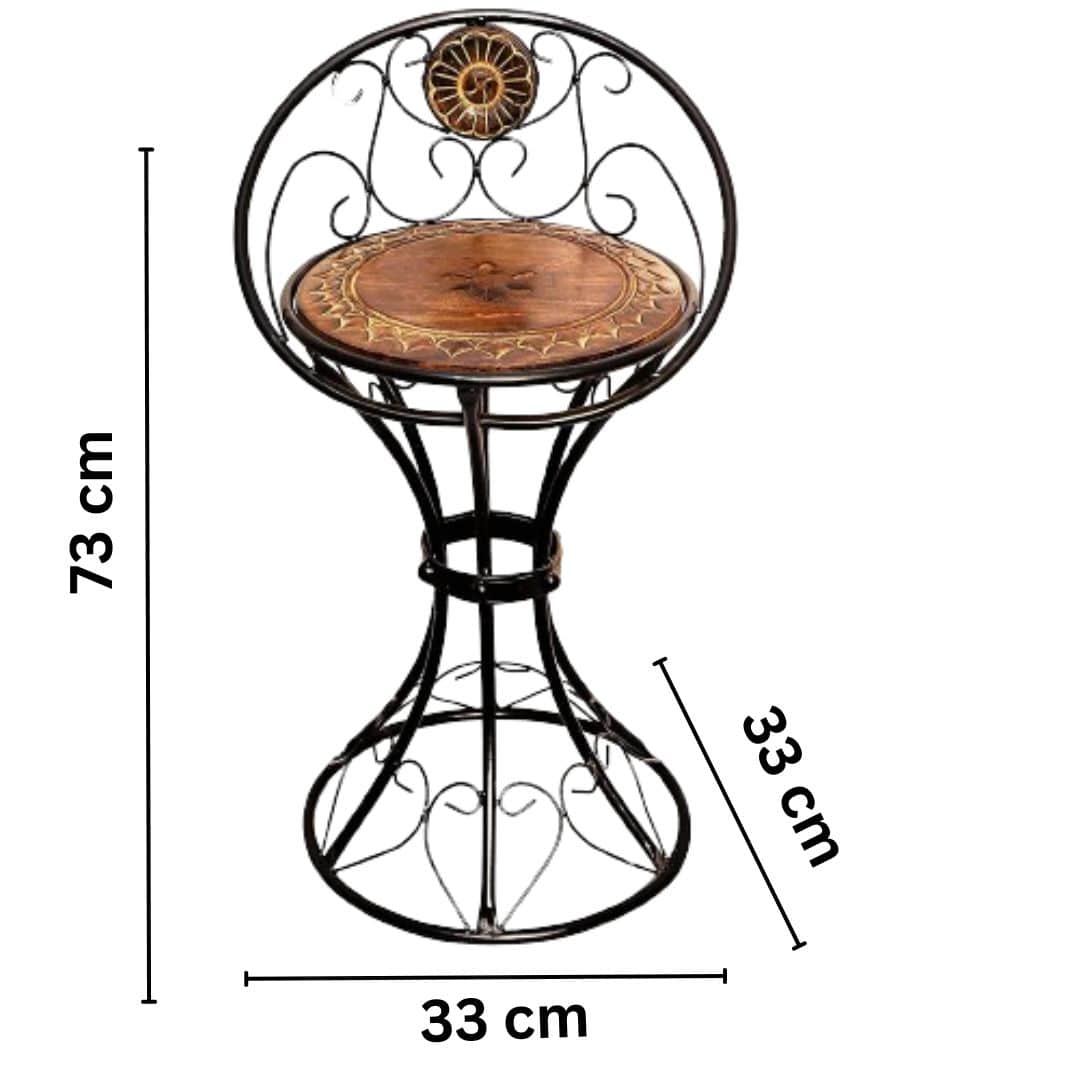 Wood & Wrought Iron Chair - top_view
