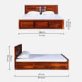 Persia Sheesham Wood Queen Size Bed - bottom_view