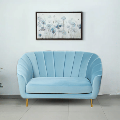Nara Velvet Sofa in Sky Blue Color