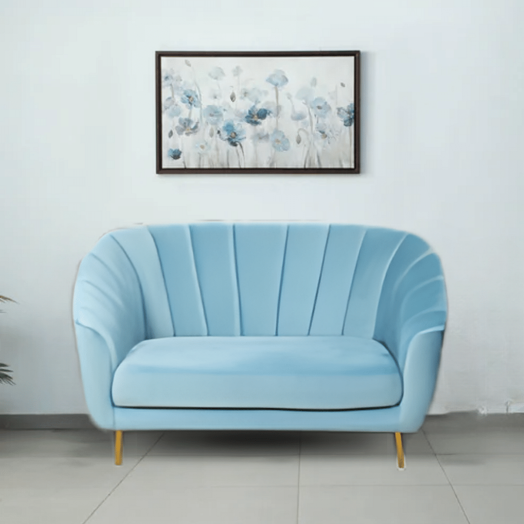 Nara Velvet Sofa in Sky Blue Color