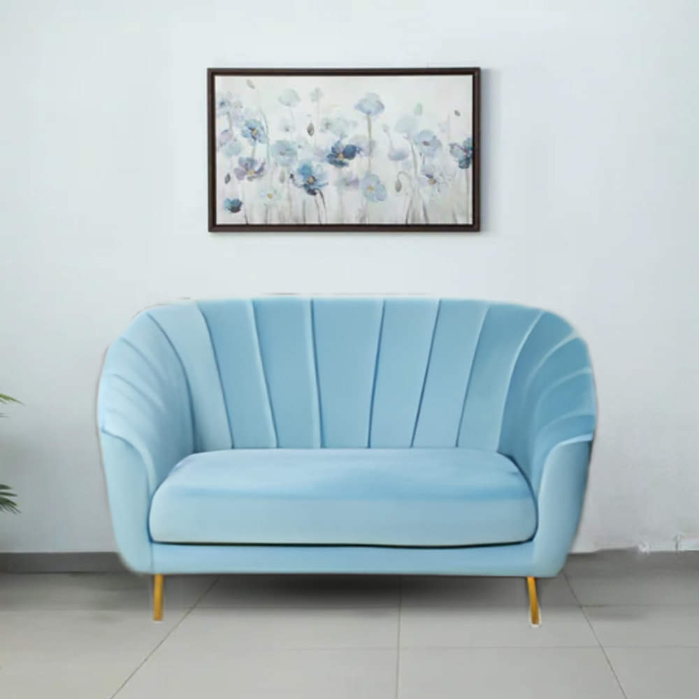 Nara Velvet Sofa in Sky Blue Color - photo