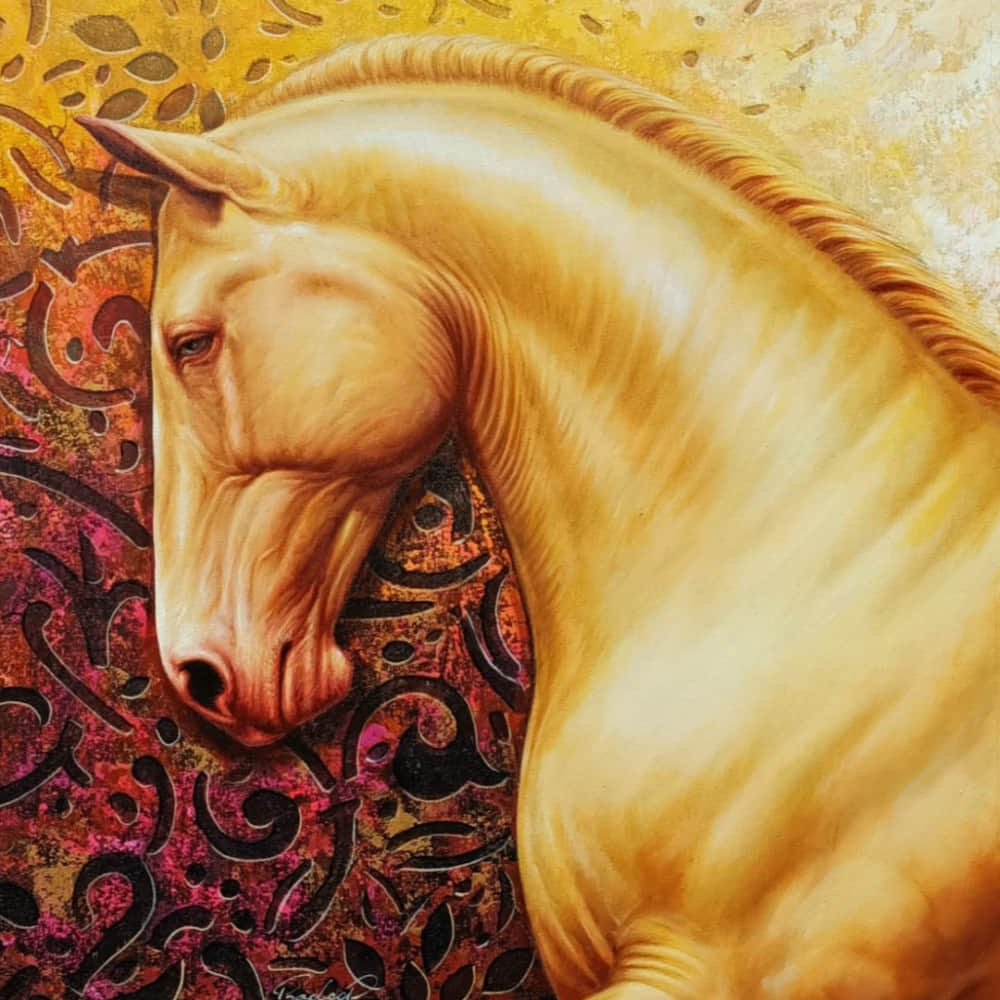The Royal Horse Golden  Wall Painting - photo