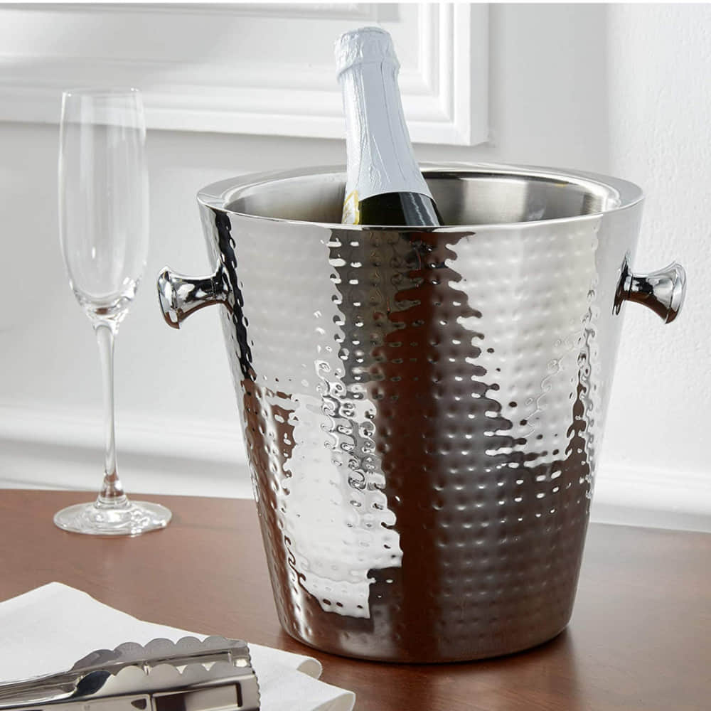 Hammered Ridge Stainless Steel Champagne Bucket - photo