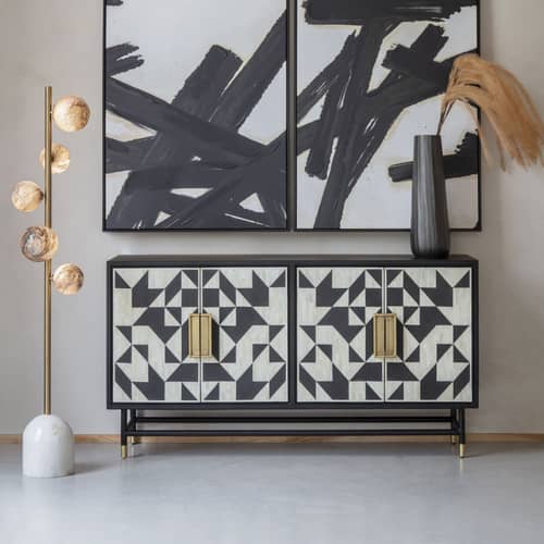Bone Inlay 4 Doors cabinet