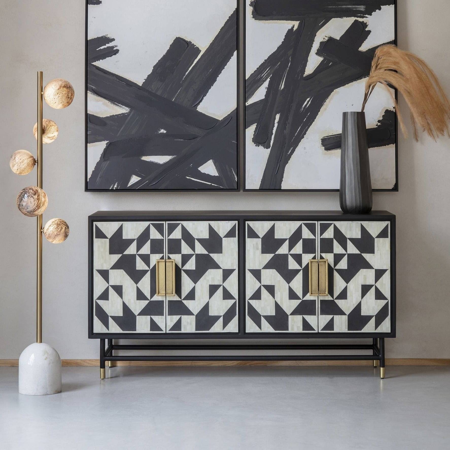 Bone Inlay 4 Doors cabinet