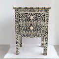 Bone Inlay 2 Drawers Floral Design Bedside Table - right_view