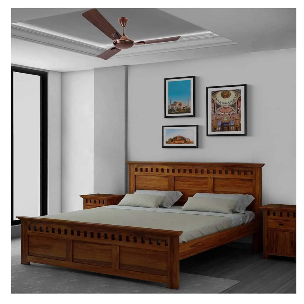 Jacklin King Size Bed - Without Storage (Natural Finish) - photo