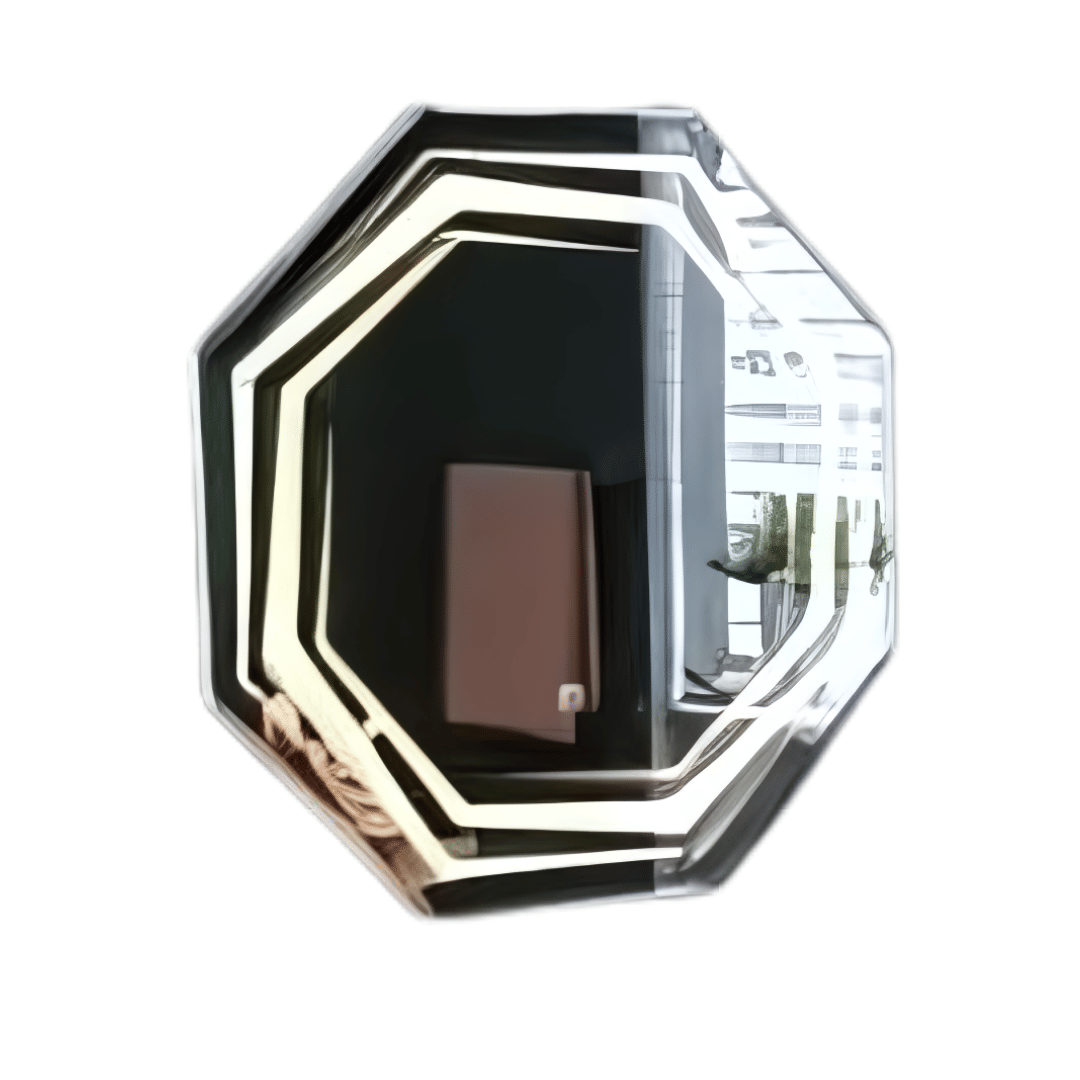 LED Octagon  Wall Mirror in Yellow Colour - front_view