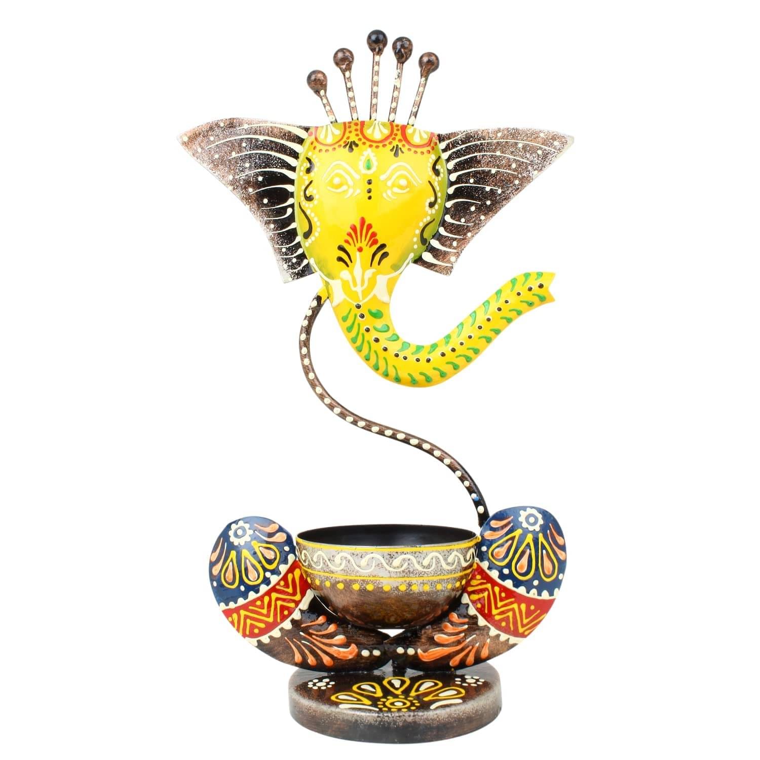 Lord Ganesh Iron Painted Tea Light