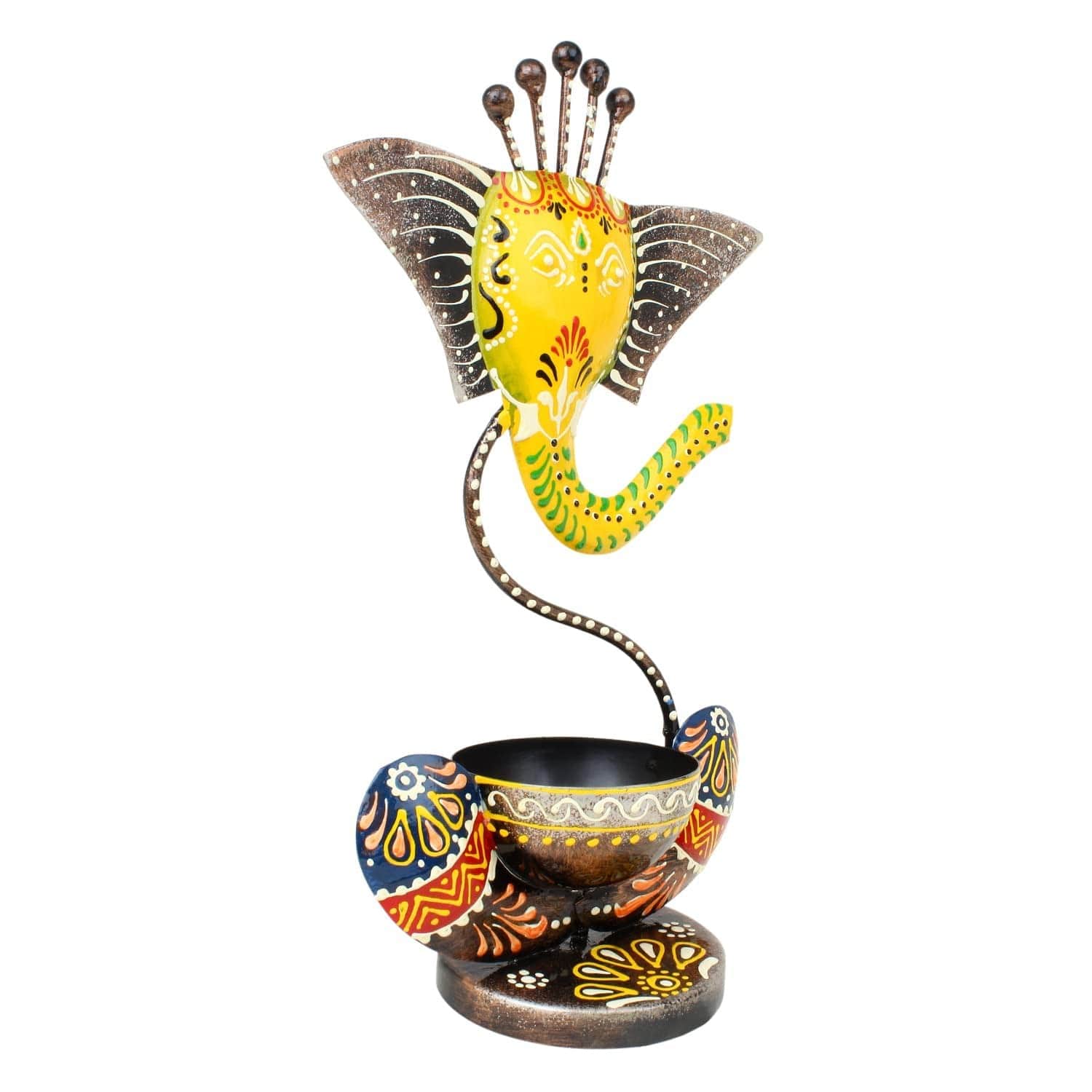 Lord Ganesh Iron Painted Tea Light - top_view