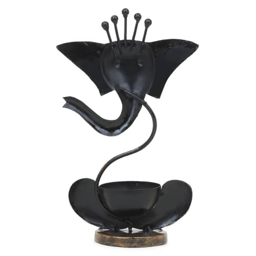 Lord Ganesh Iron Painted Tea Light