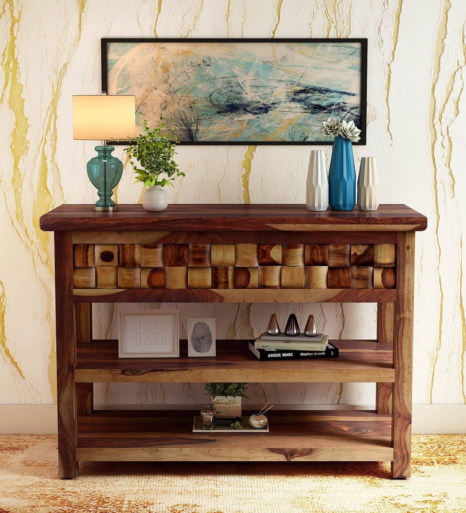 Woodway Console Table in Teak Finish