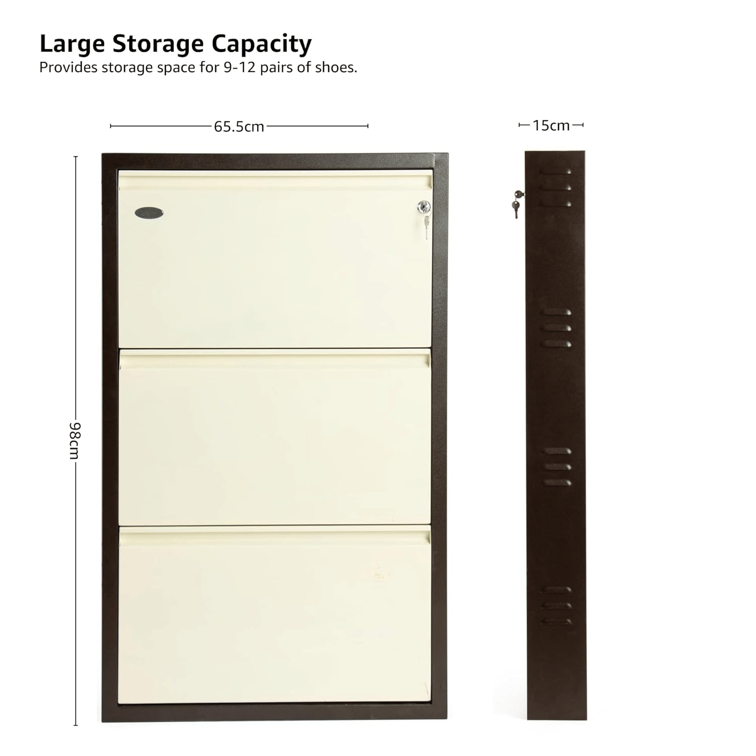 Tahara 3 Door Wall Mounted Metal Shoe Rack