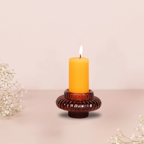 BURNT SIENNA GLASS CANDLE HOLDER