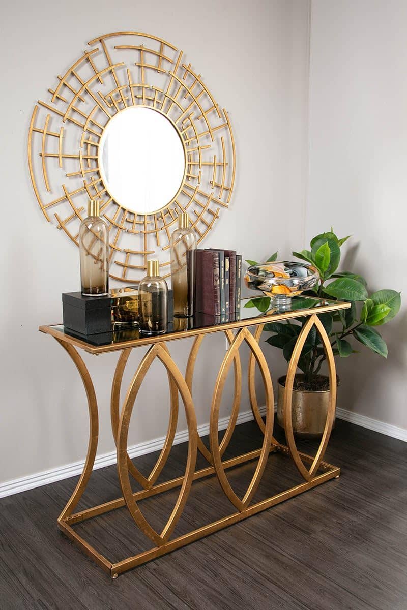 Golden Decorative Round Mirror